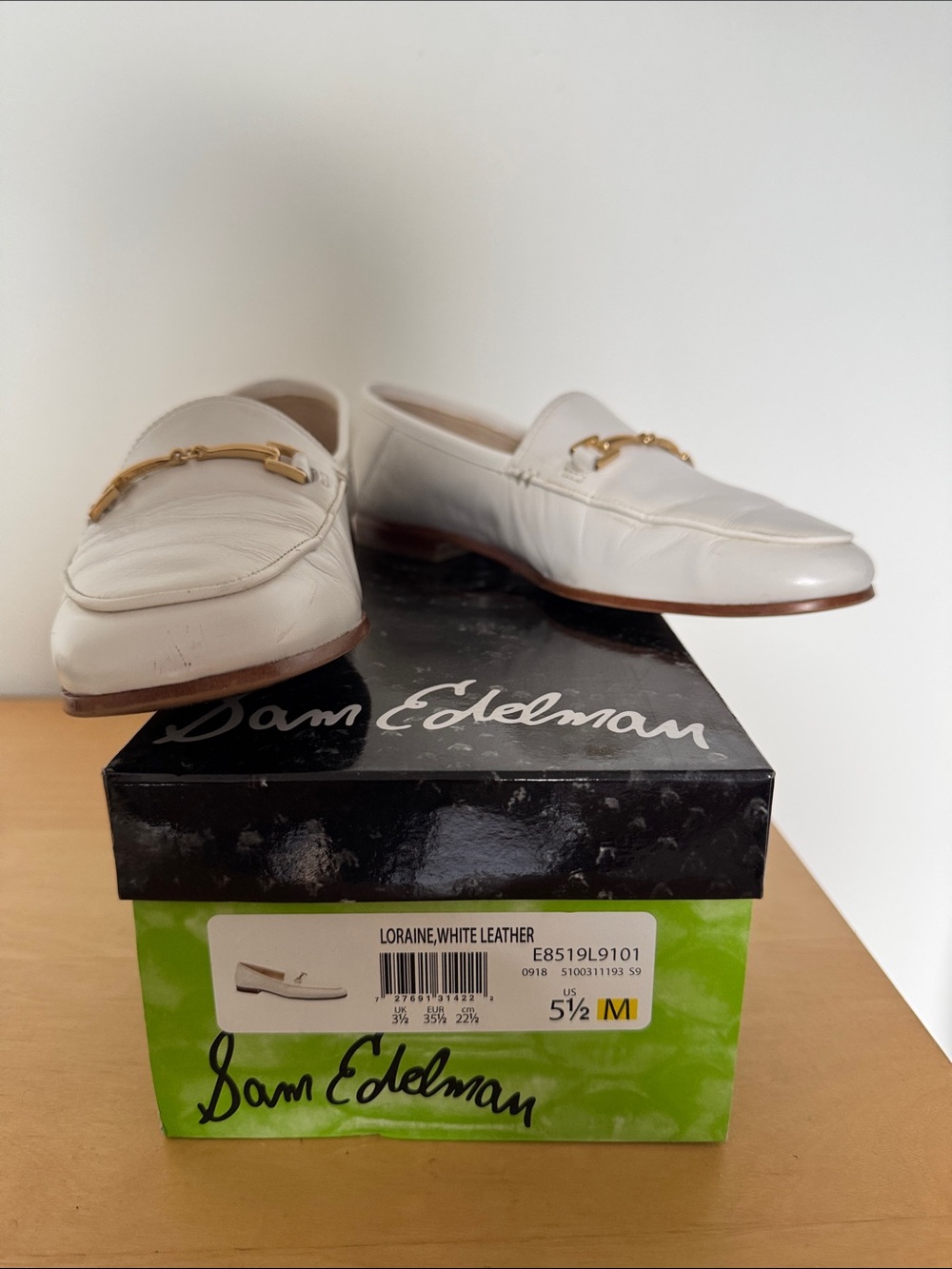 Sam Edelman White Leather Bit Loafers